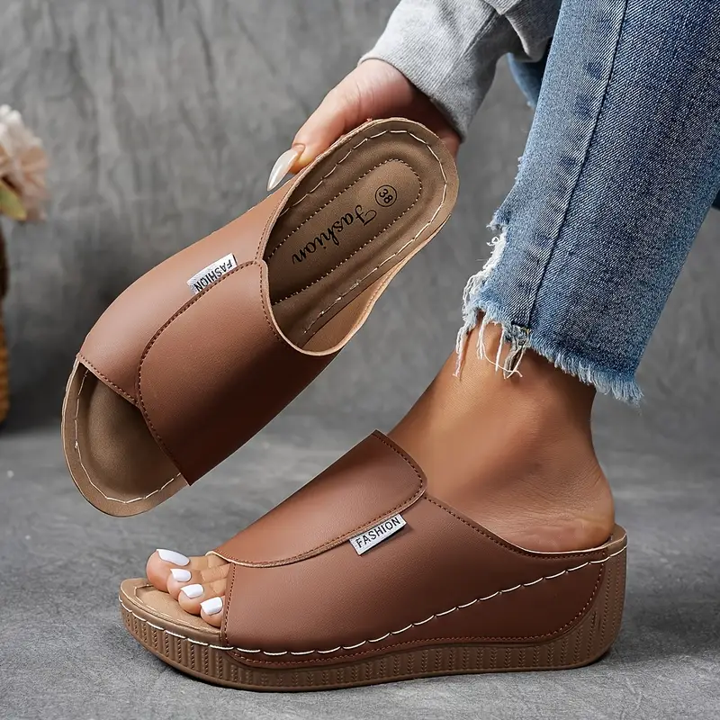 Comfortable Slides with Arch Support - Women's Plain Breathable Sandals