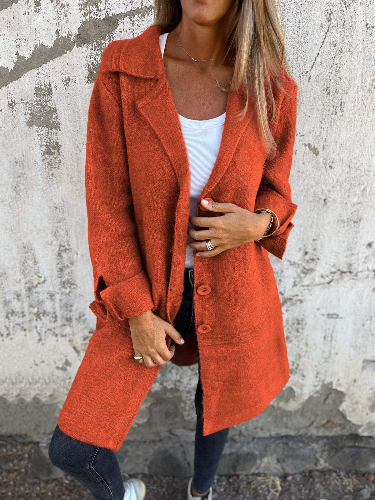 CLEARANCE SALE🔥 Casual Lapel Wool Single Breasted Long Coat- 48% OFF
