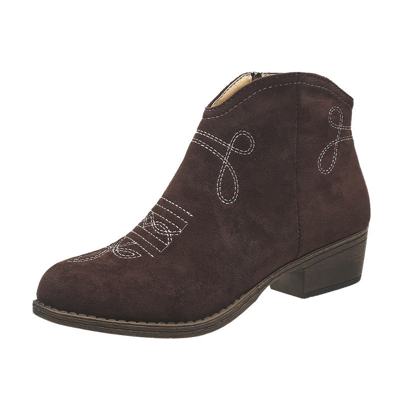 Western Embroidered Ankle Boots – Cute & Versatile for Daily Outfits