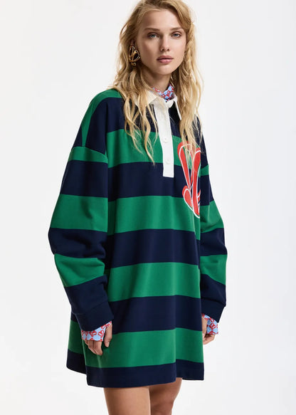 Monogram striped polo mini dress