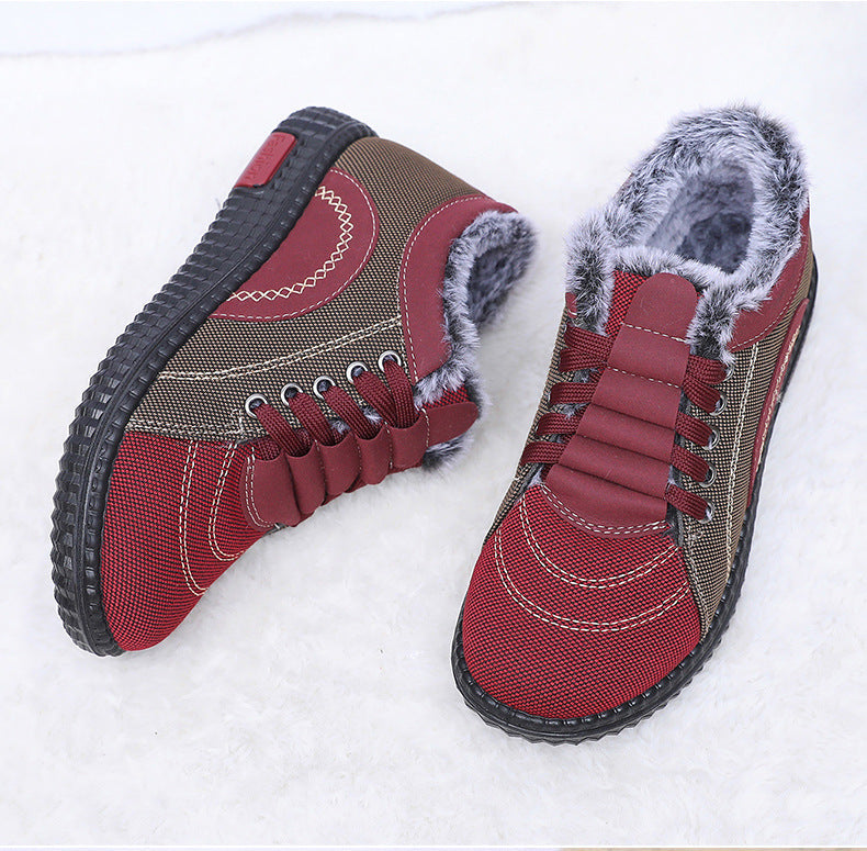 Women's Winter Fleece-lined Warm Non-slip Soft-soled Cotton Shoes