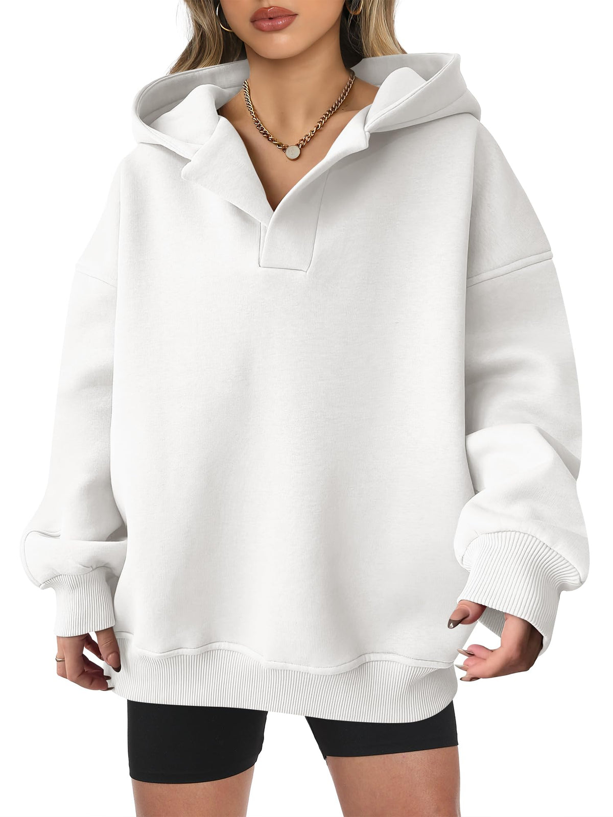 Women's Oversized V-Neck Hooded Pullover (Buy 2 Free Shipping)