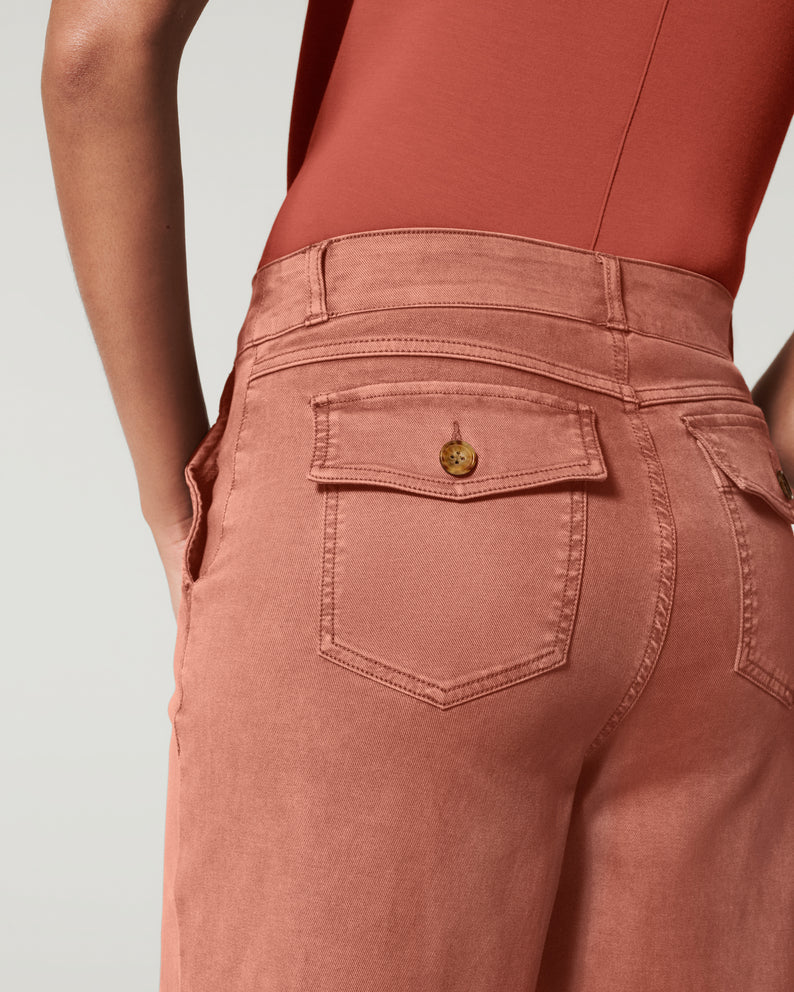 Stretch Twill Cropped Wide Leg Pant