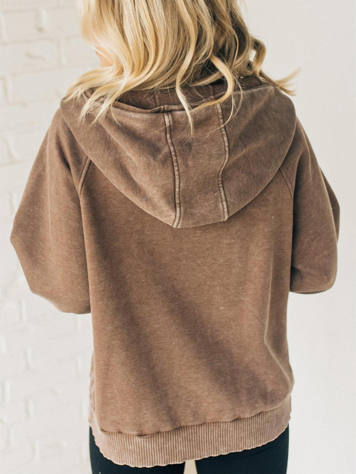 Women's 3/4 Zip Acid Washed Hoodie (Buy 2 Free Shipping)