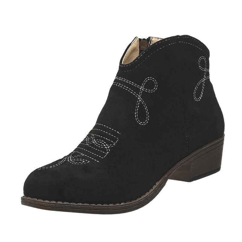 Western Embroidered Ankle Boots – Cute & Versatile for Daily Outfits