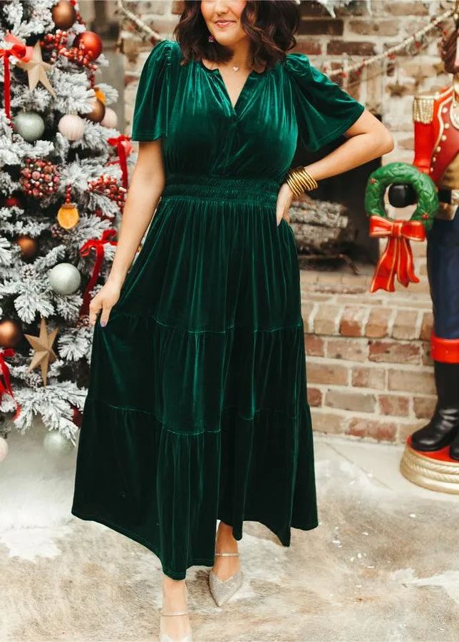 Women's Velvet Tiered Maxi Dress (Buy 2 Free Shipping)