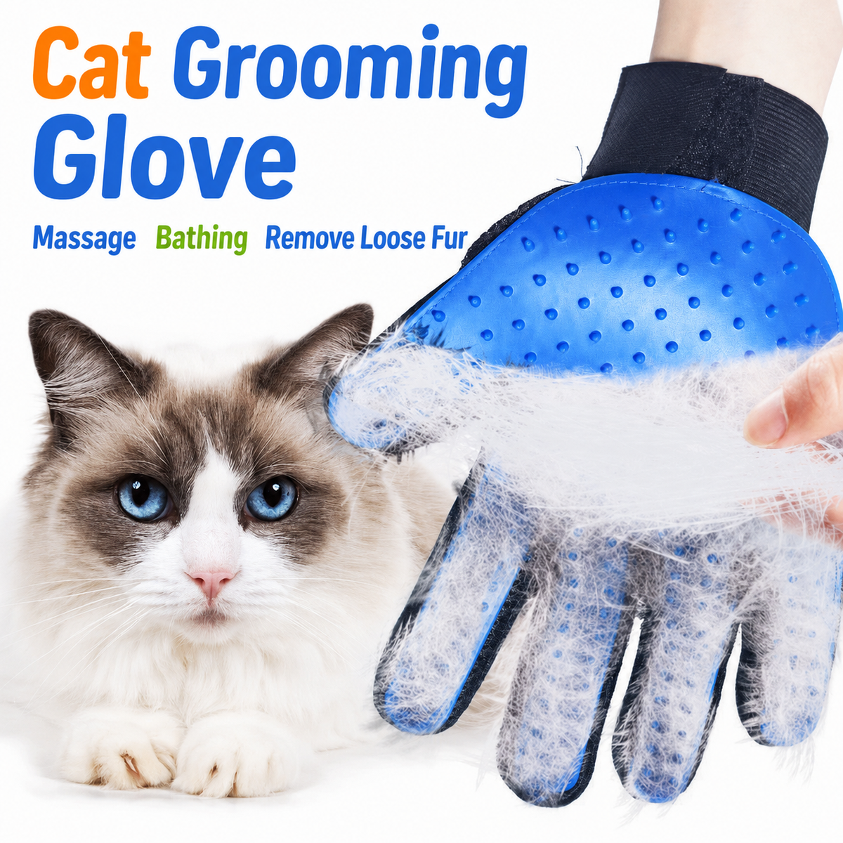 5-Finger Pet Grooming Glove for Cats & Dogs