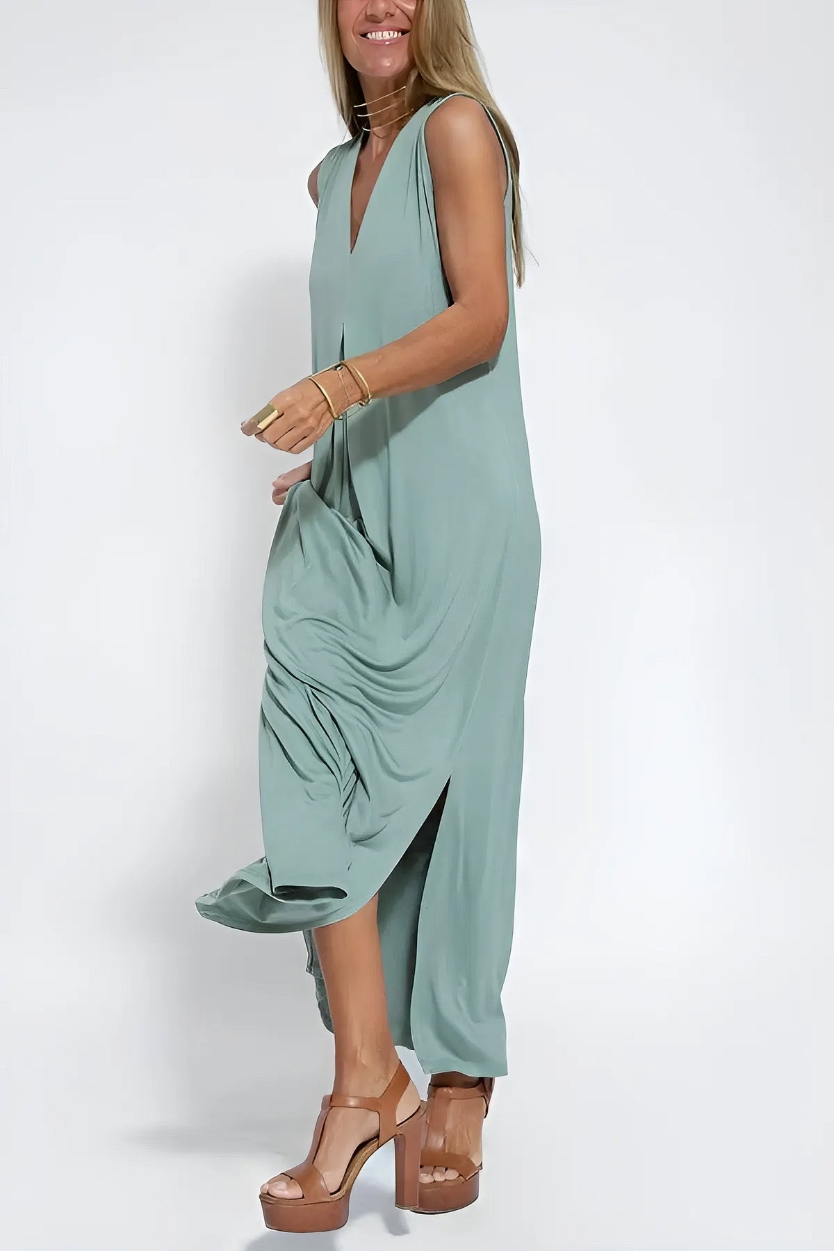 Elegant Long Dress + Matching Cardigan